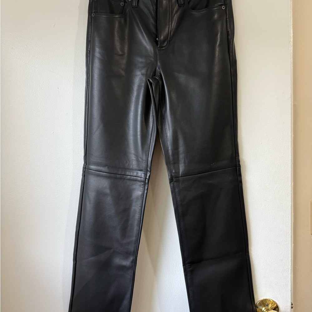 J. Crew Black Faux Leather Straight-Leg Pants